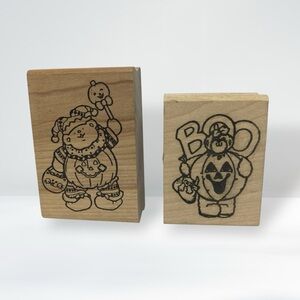 Halloween Pumpkin Bear Rubber Stamp Set By Daisy Kingdom 1995